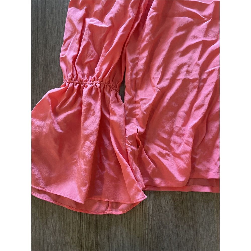 Tory Burch Ruffle‎ Blouse Size 0 All Silk Vivid Pink 650 - Picture 5 of 14